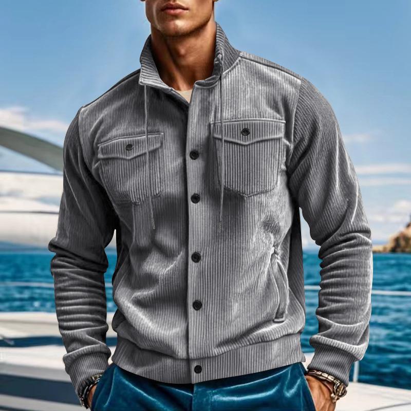 Veste d'hiver cargo en corduroy stylée – Veste intemporelle pour homme à poches multiples