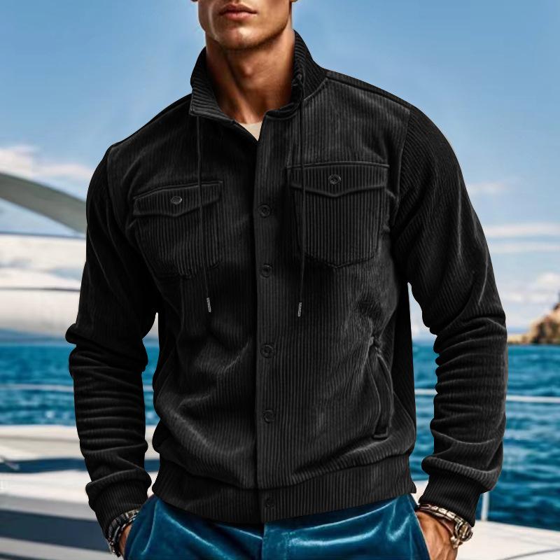 Veste d'hiver cargo en corduroy stylée – Veste intemporelle pour homme à poches multiples