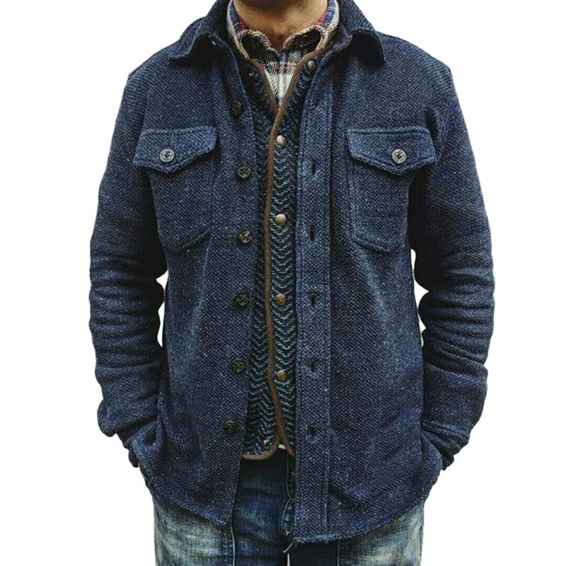 Manteau d'hiver pour homme en mélange de laine – Chemise overshirt bleue élégante au look rétro