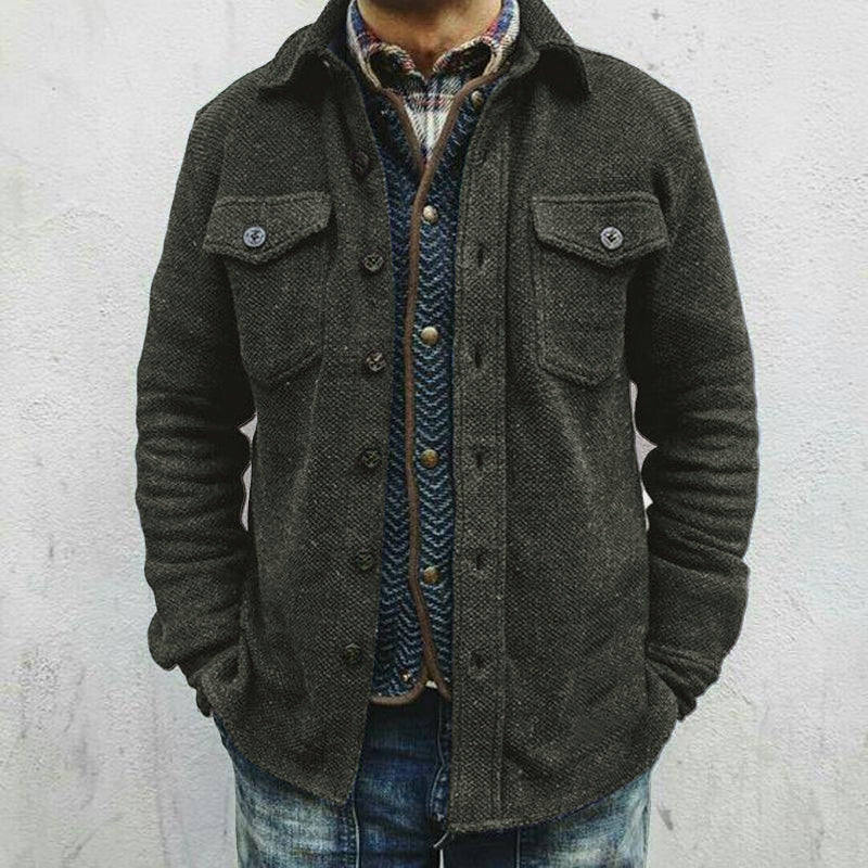 Manteau d'hiver pour homme en mélange de laine – Chemise overshirt bleue élégante au look rétro