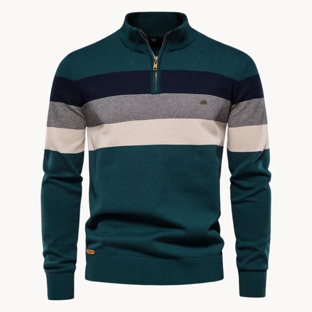 Pull pour hommes à demi-zip en mélange de coton