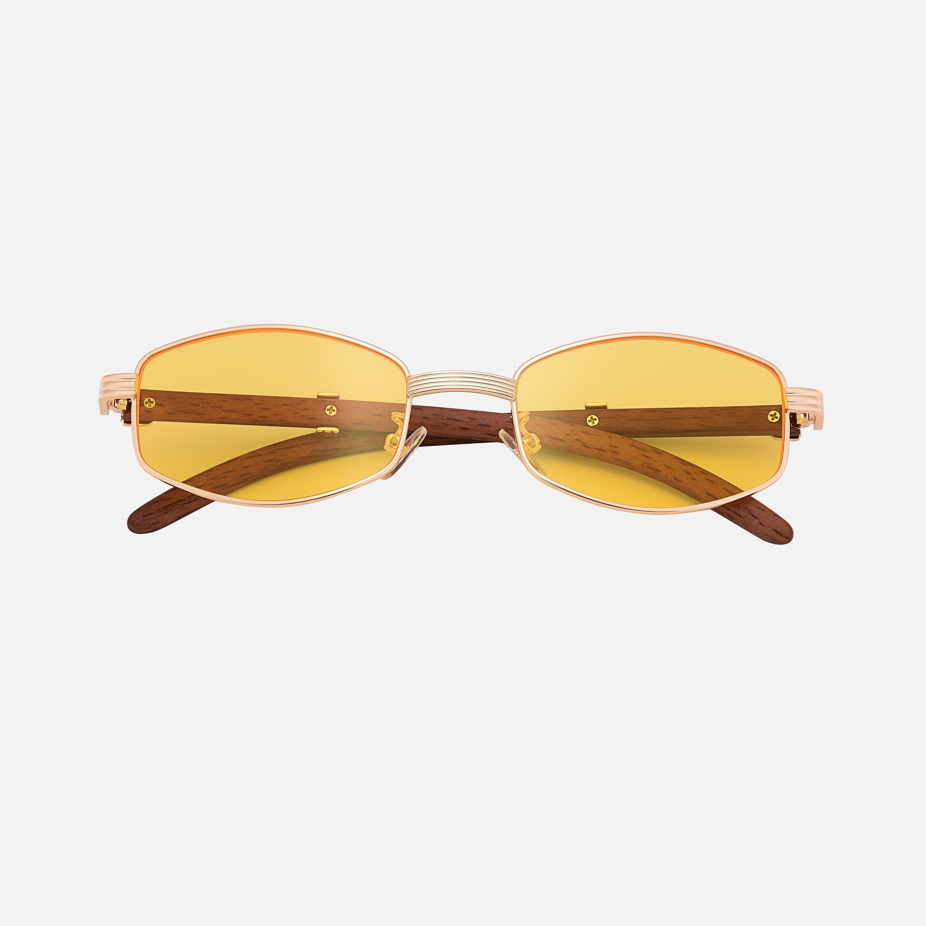 Houten Zonnebril Dames met UV-400 Bescherming en Anti-Kras Coating - Unisex Design met Goud-Plated Accenten 7
