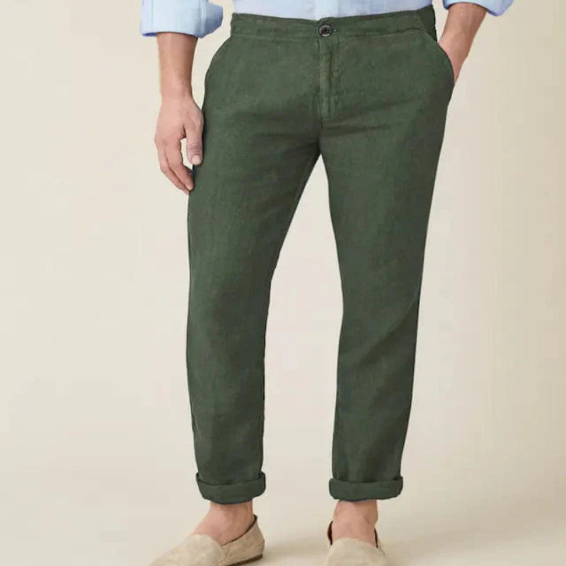 Hugh - Pantalon en lin coupe décontractée