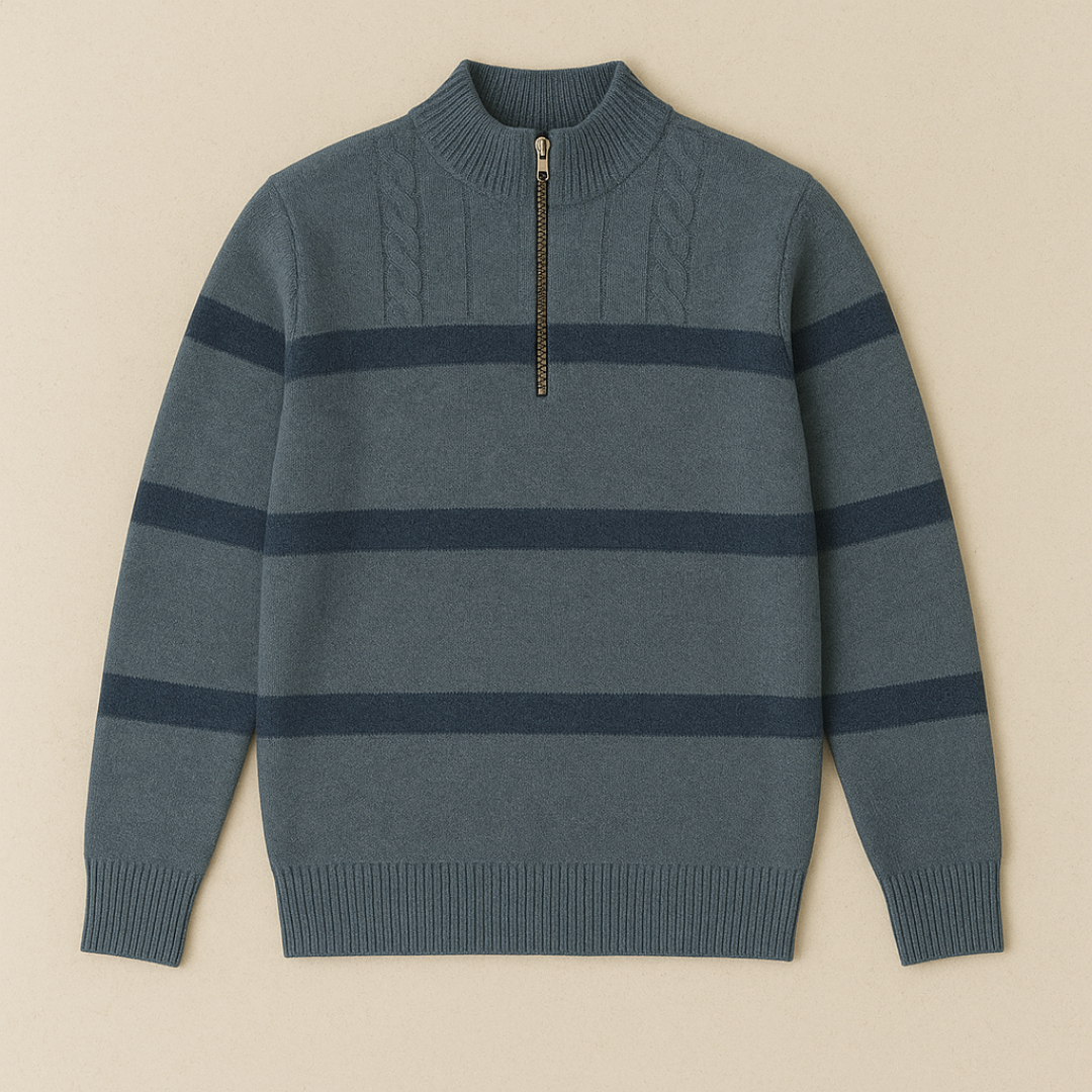 John - Pull à demi-zip rayé pour hommes