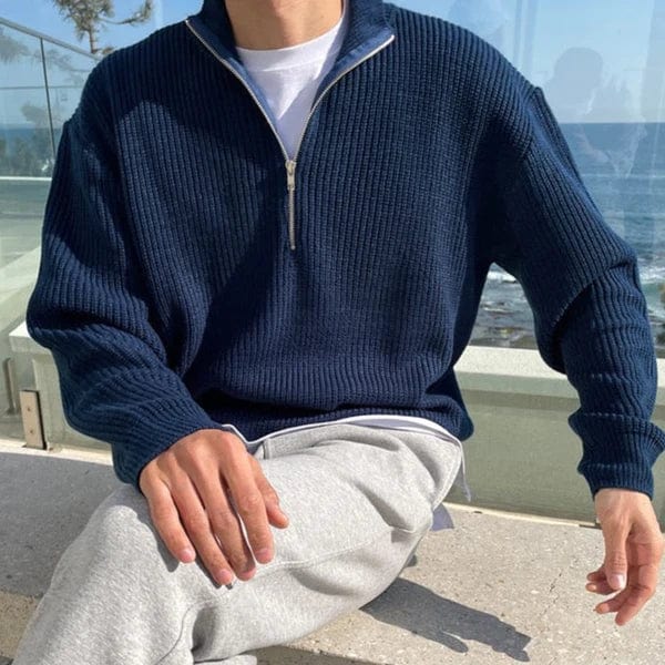 John – Sweat-shirt moderne à fermeture zippée demi-longueur