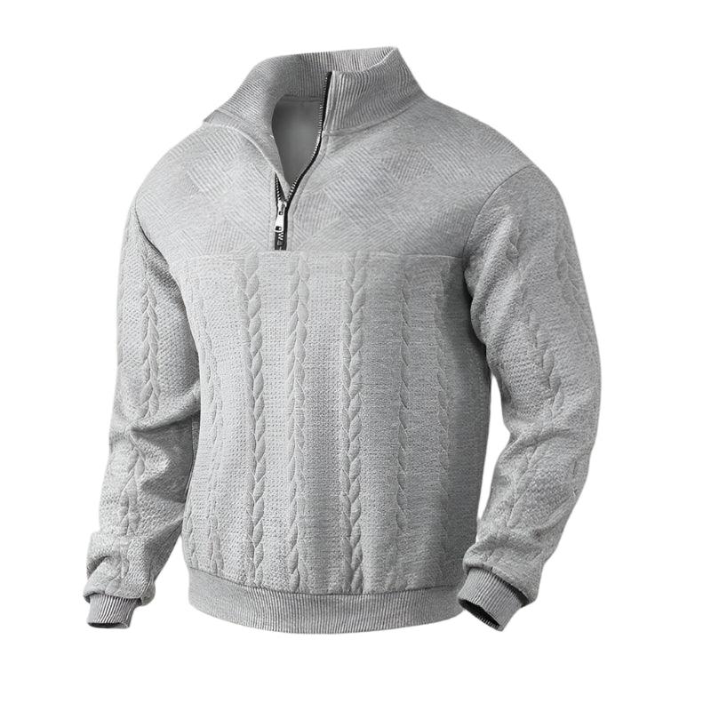 Pull en laine tricoté à cable avec fermeture éclair et motif style Old Money pour hommes