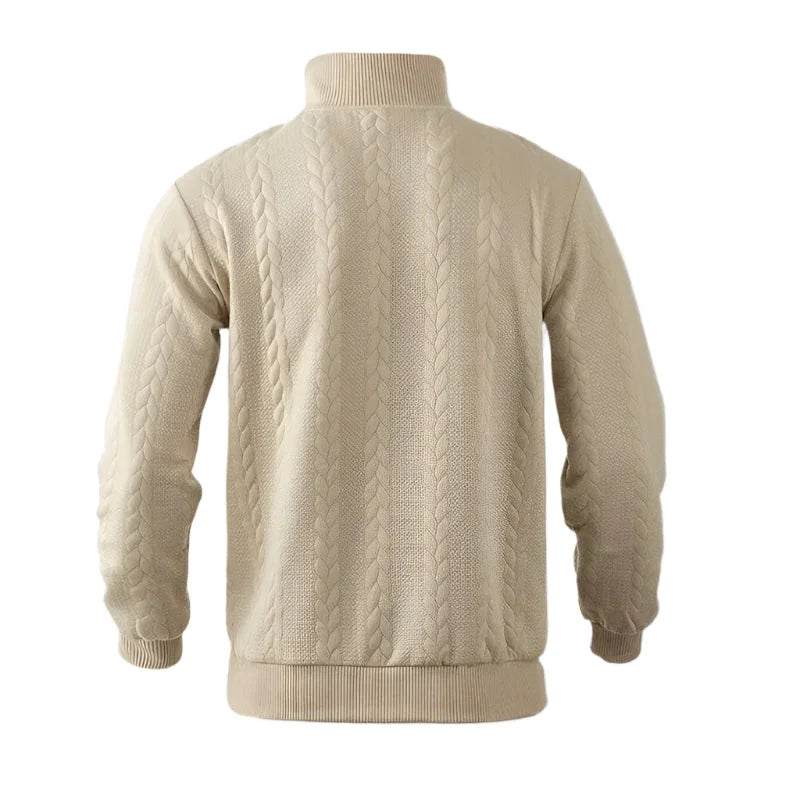 Pull en laine tricoté à cable avec fermeture éclair et motif style Old Money pour hommes