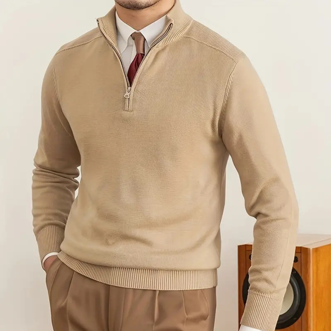 Pull à demi-zip en coton pour hommes