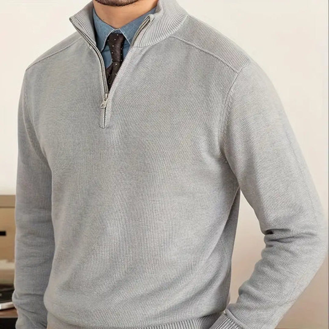 Pull à demi-zip en coton pour hommes