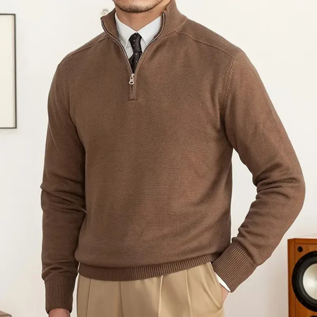 Pull à demi-zip en coton pour hommes