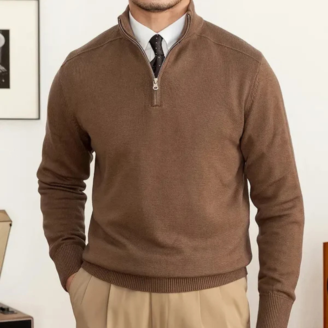 Pull à demi-zip en coton pour hommes