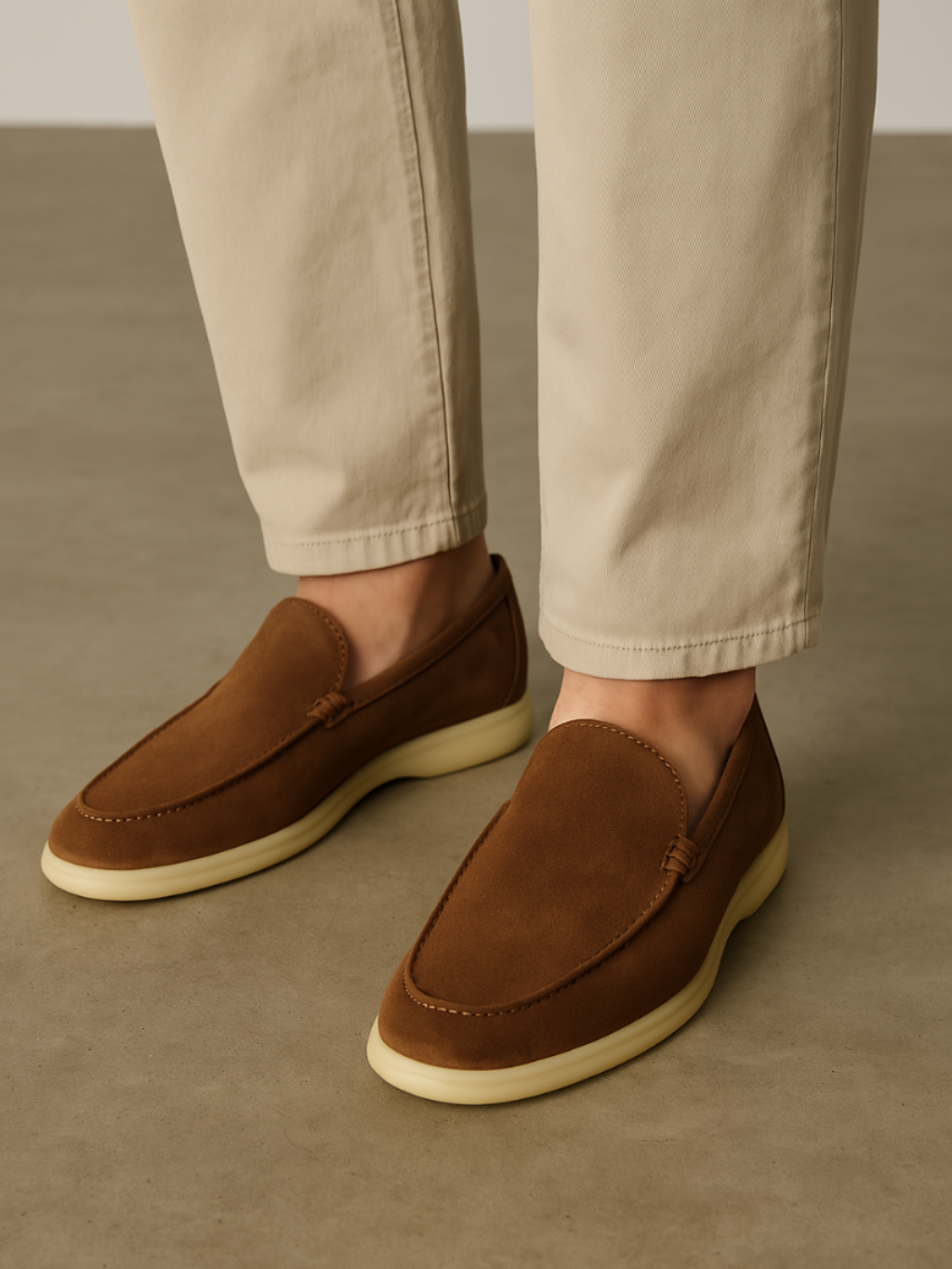 Leo - Loafers Old Money en suède brun