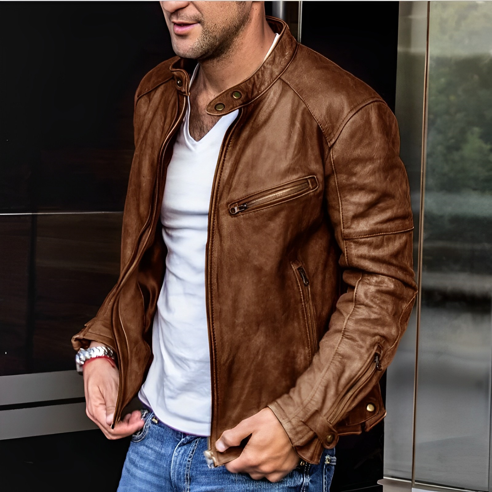 Afonso - Veste Élégante en Cuir pour Hommes Bomber