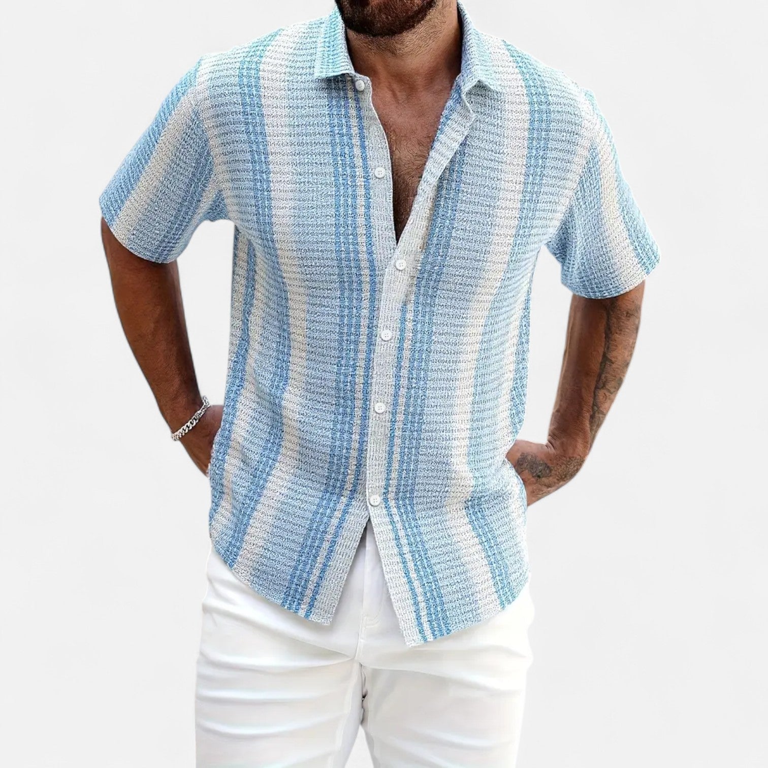 Lorenzo – Chemise Rayée Homme à Boutons