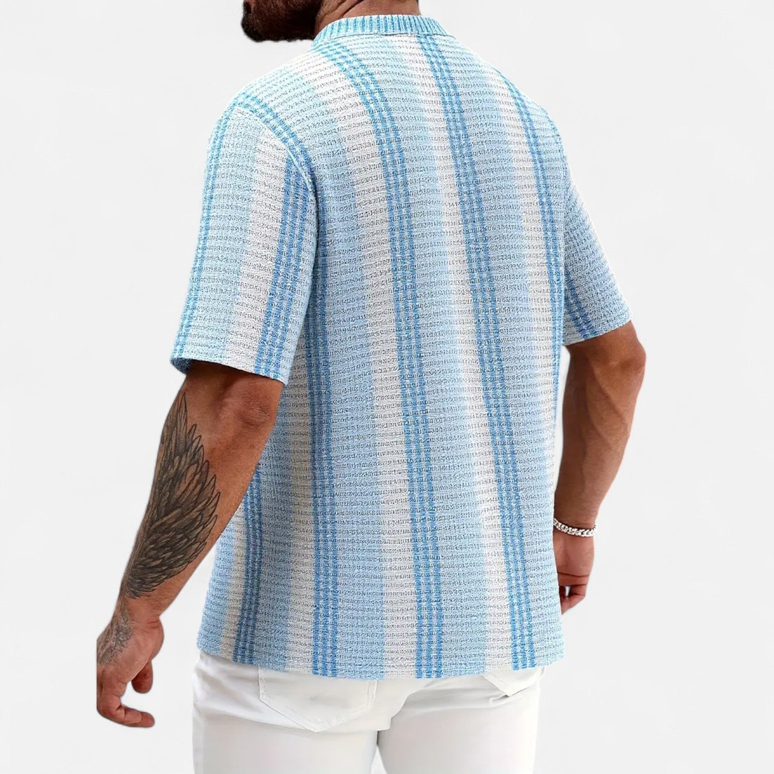 Lorenzo – Chemise Rayée Homme à Boutons