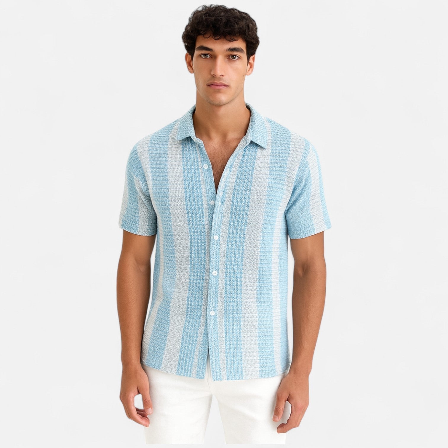 Lorenzo – Chemise Rayée Homme à Boutons