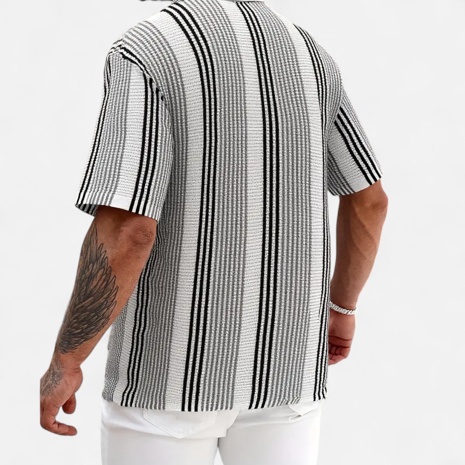 Lorenzo – Chemise Rayée Homme à Boutons