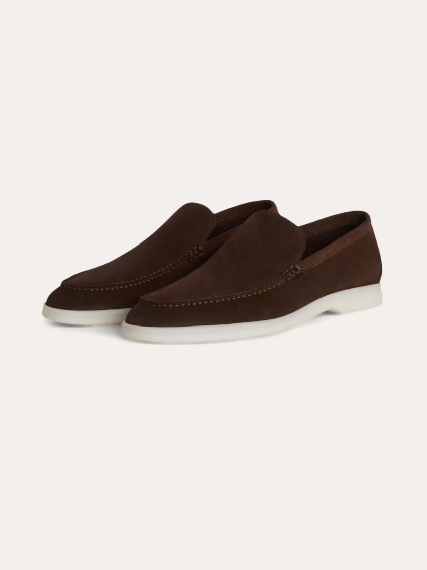 Molly - Loafers en suède brun foncé