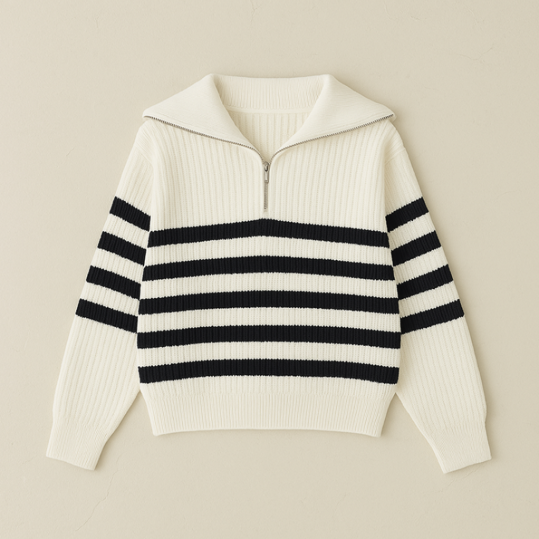 Pull Homme Nautique à Demi-Zip Côtelé | Maison Clément Paris