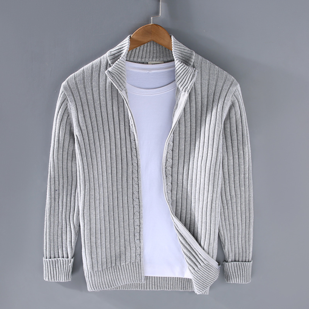 Nilo – Cardigan zippé pour hommes avec texture rayée