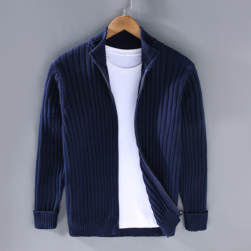 Nilo – Cardigan zippé pour hommes avec texture rayée