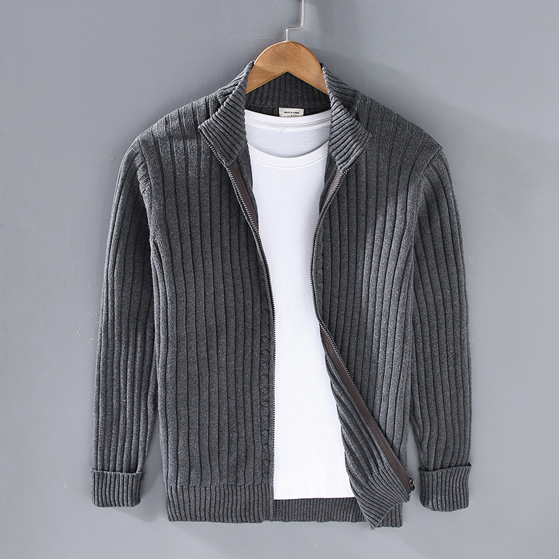 Nilo – Cardigan zippé pour hommes avec texture rayée