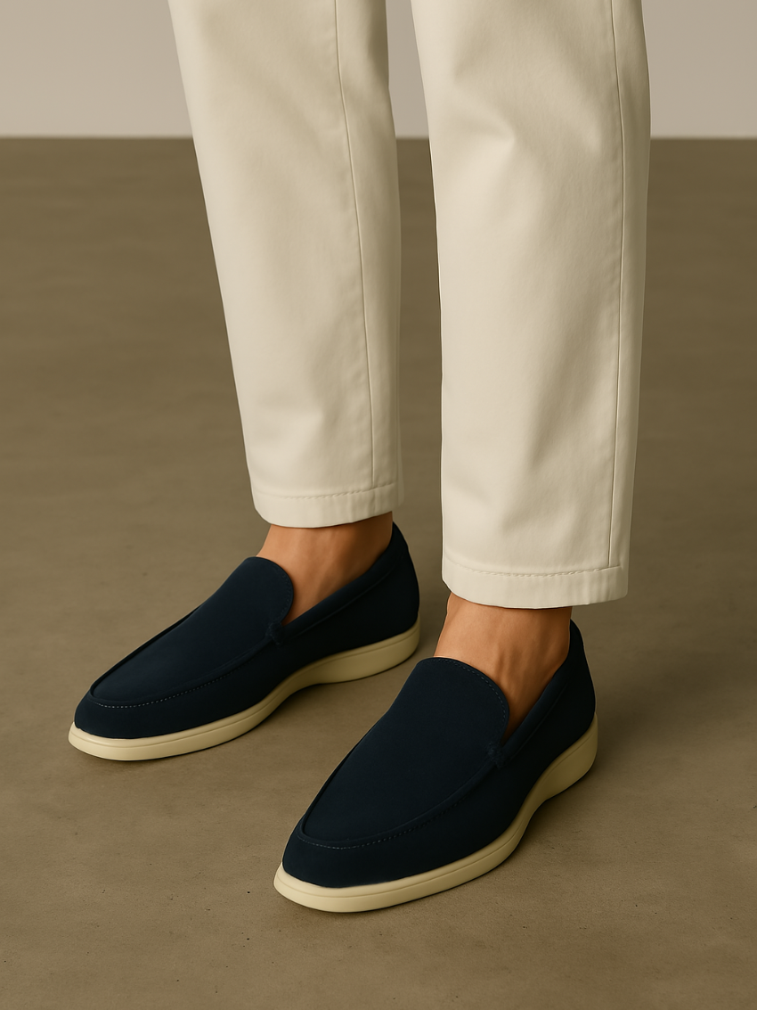 Noli - Loafers en suède bleu marine classique