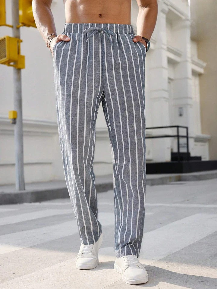 Pantalon à rayures taille mi-haute Old Money
