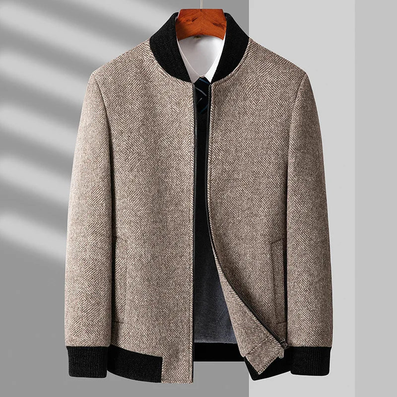 Manteau en Mélange de Laine pour Homme – Bomber Classique Old Money avec Coupe Élégante en Cachemire