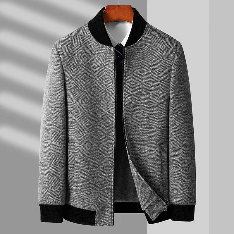 Manteau en Mélange de Laine pour Homme – Bomber Classique Old Money avec Coupe Élégante en Cachemire