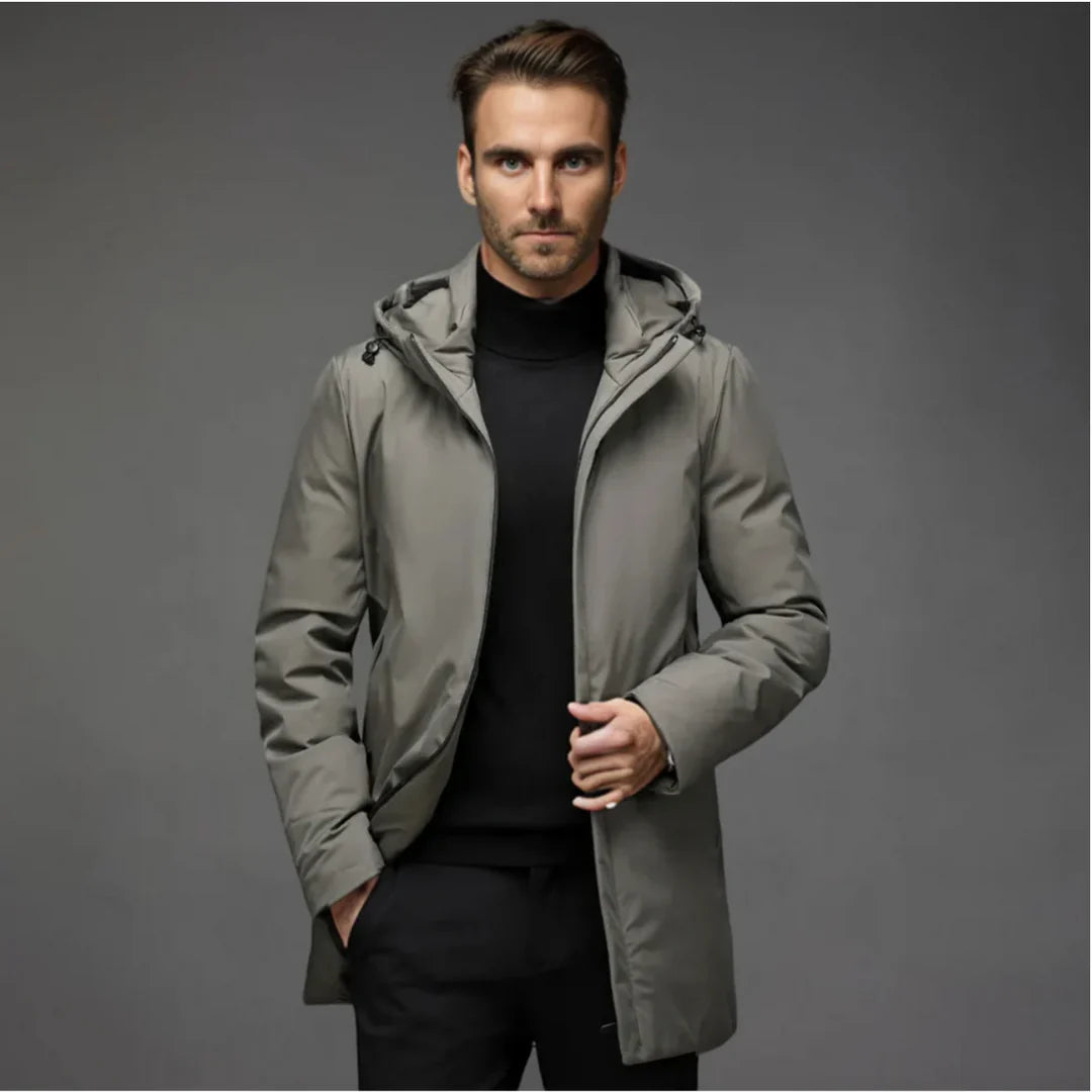 Manteau d'Hiver Homme Noir avec Capuche – Parka Longue Premium, Imperméable et Chaude