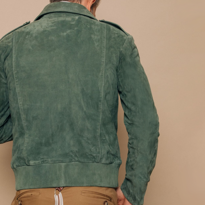 Veste en suède rétro pour hommes avec fermeture éclair – Luxe et Durabilité
