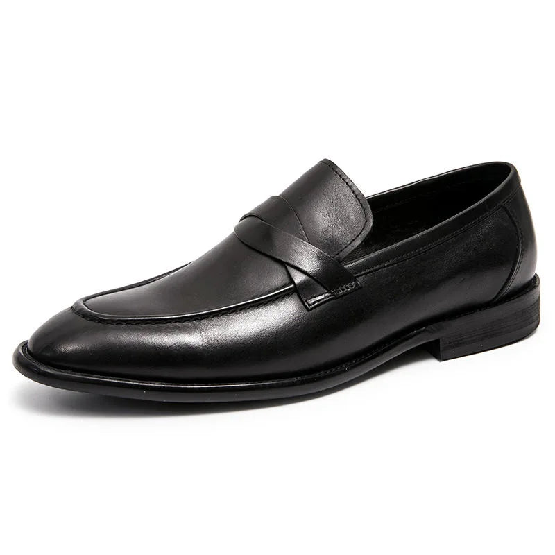 Mocassins décontractés en cuir pour hommes – Noir/Marron – Chaussures élégantes à enfiler