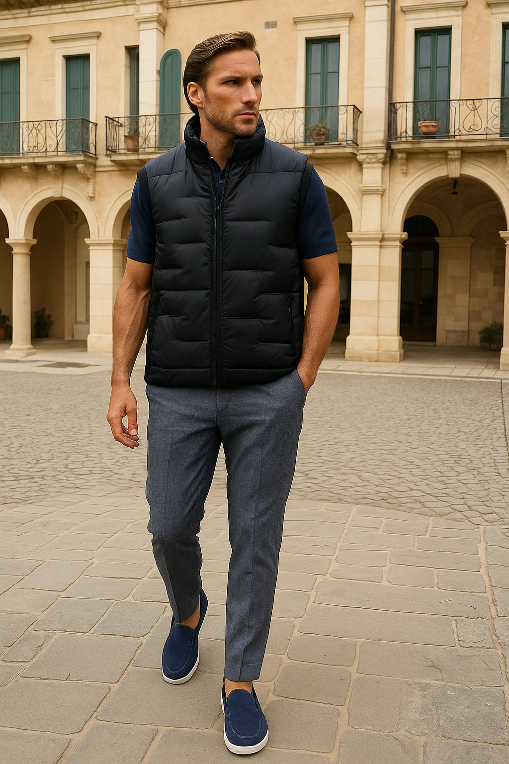 Verona Vest – Gilet Casual Luxe sans manches pour hommes en noir