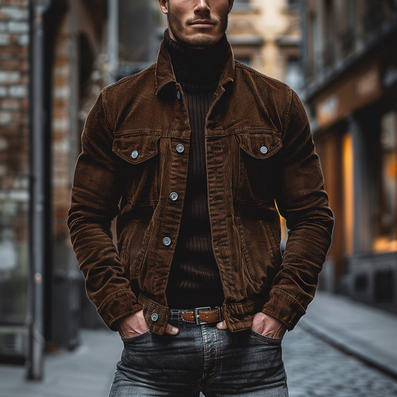 Veste en velours côtelé pour hommes – Manteau de travail vintage dans le style Old Money