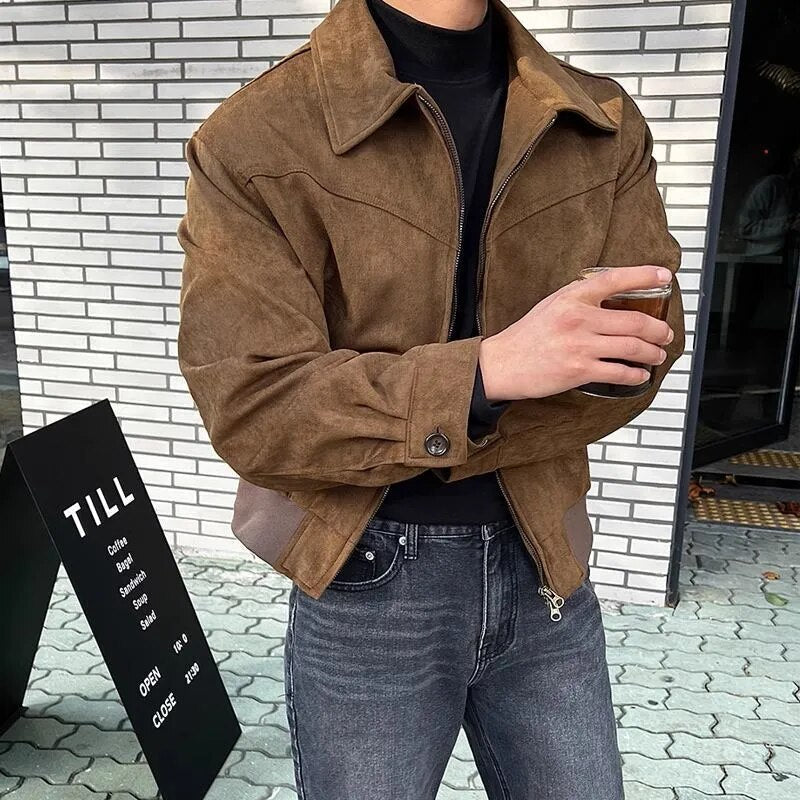 Anastasio - Veste en Cuir Vintage pour Hommes en Noir et Marron