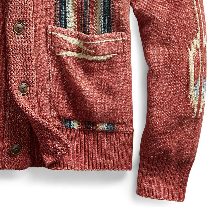 Cardigan vintage jacquard pour hommes – Mélange confortable de coton et acrylique
