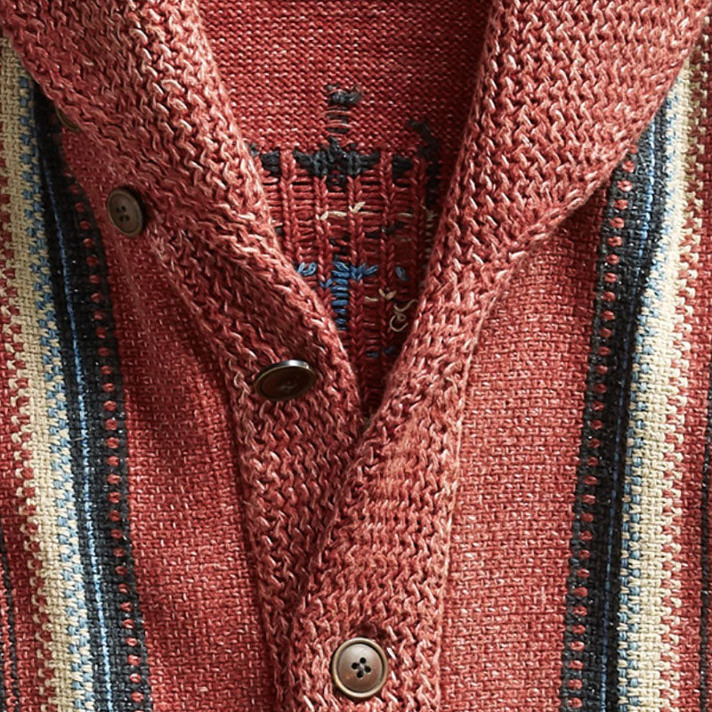 Cardigan vintage jacquard pour hommes – Mélange confortable de coton et acrylique