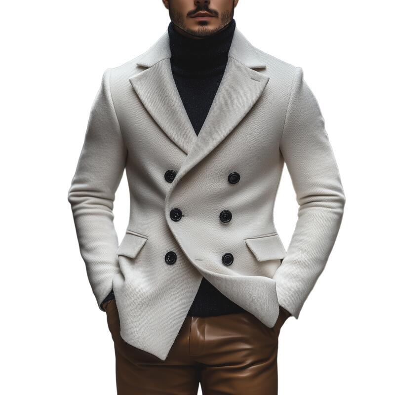 Manteau pour homme vintage Effen Old Money en mélange de laine blanc