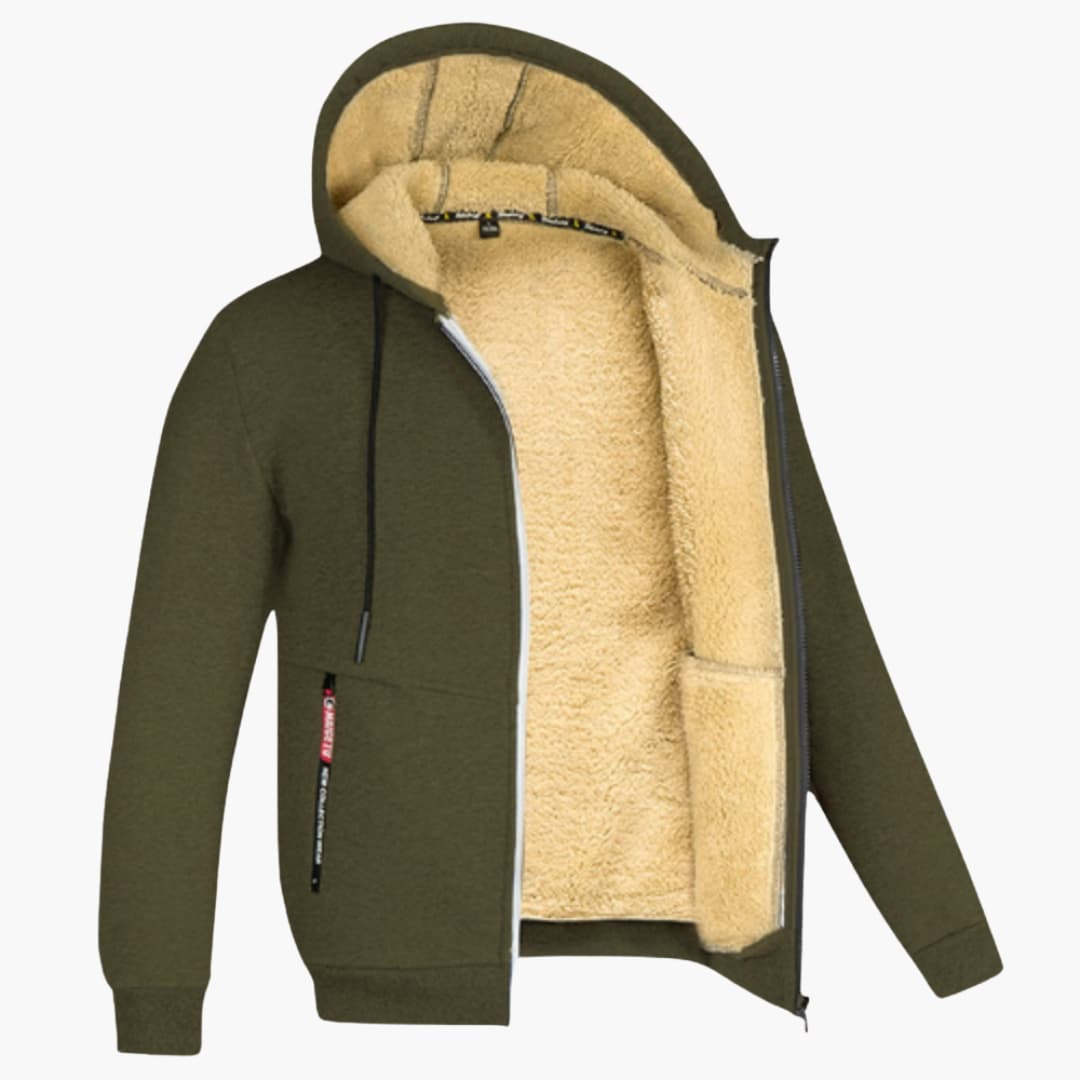 Eleganzo - Veste d'Hiver Old Money en Laine pour Hommes avec Capuche