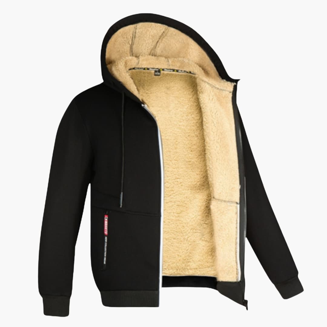 Eleganzo - Veste d'Hiver Old Money en Laine pour Hommes avec Capuche