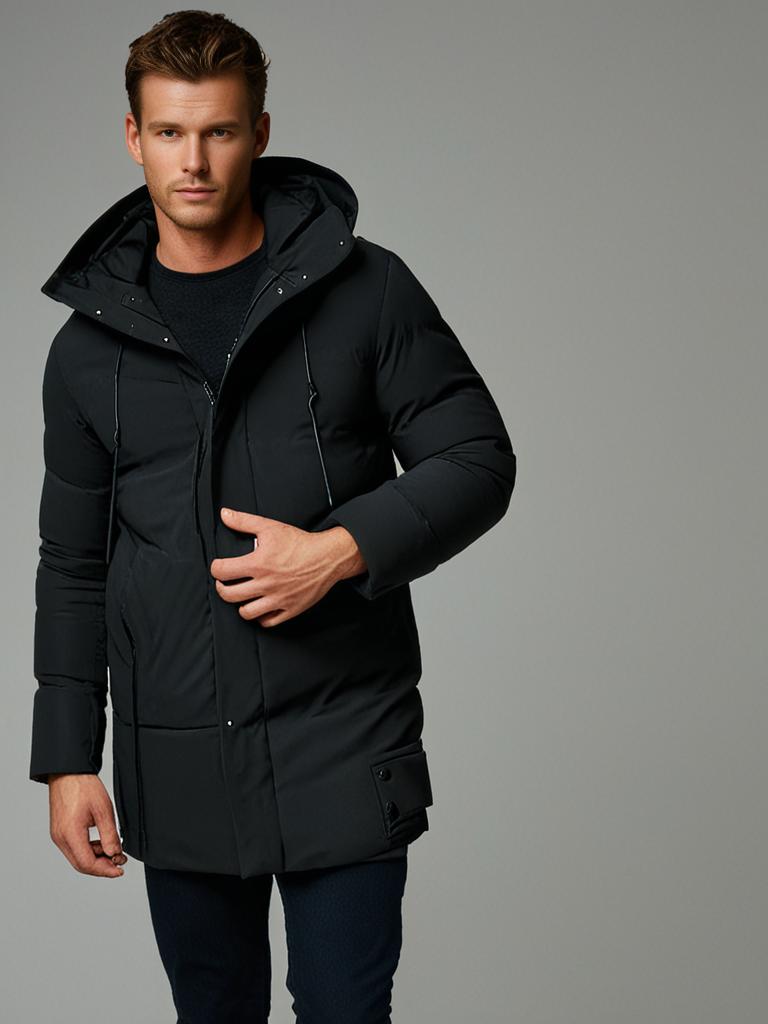 Manteau Long en Duvet Imperméable et Chaud dans le Style Old Money