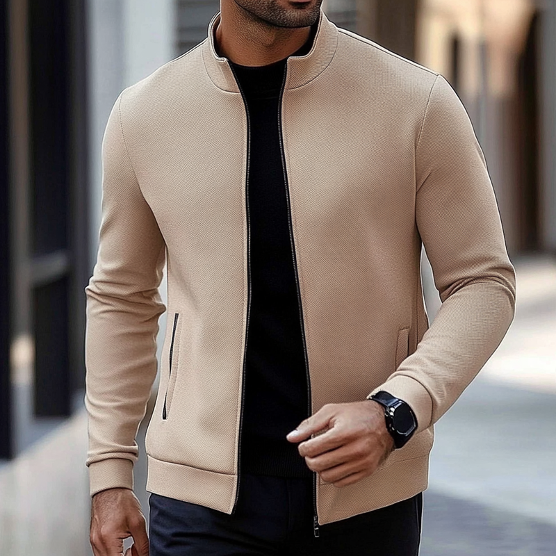 Veste zippée Old Money pour hommes avec col – Élégante et confortable