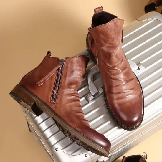Bottines pour Hommes – Cuir Marron – Boots Élégants avec Fermeture Latérale pour Look Décontracté et Semi-Formel