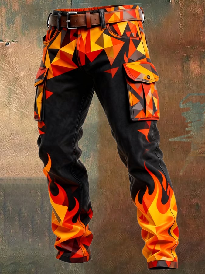 MAISON CLÉMENT PARIS™ | PANTALON CARGO FLAMME GÉOMÉTRIQUE